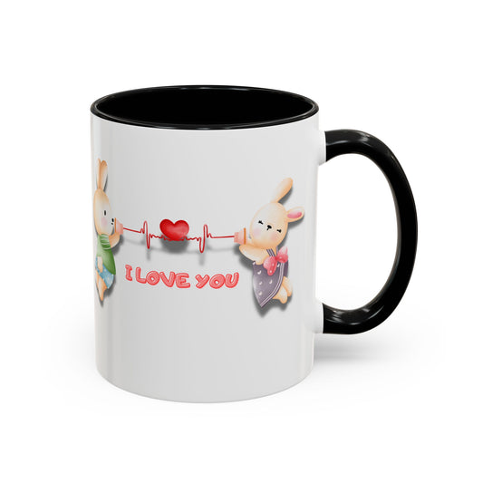 Cute Love Bunnies Mug, I Love You Coffee Cup, Rabbit Gift, Valentine's Day Mug, Cute Animal Lover's Cup