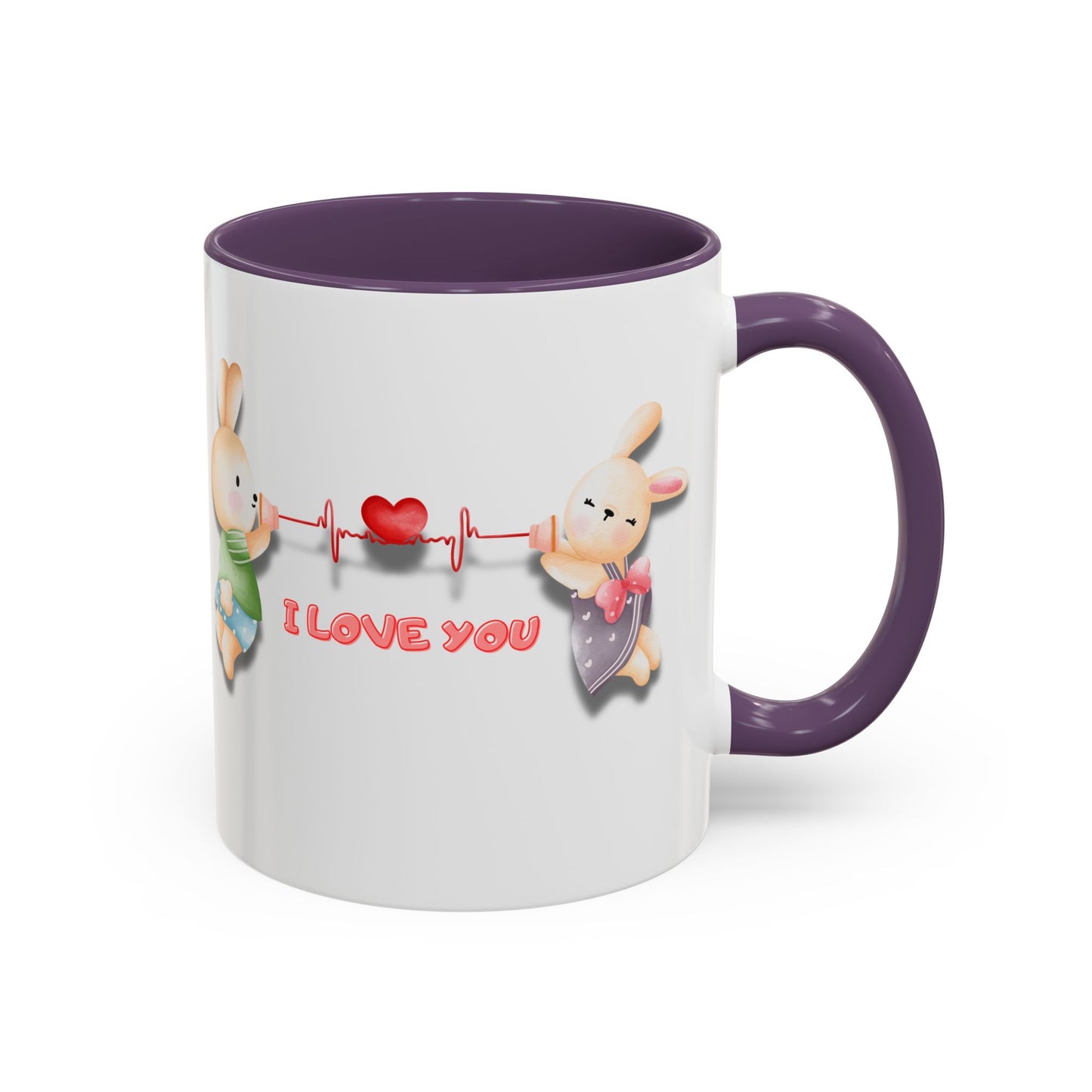 Cute Love Bunnies Mug, I Love You Coffee Cup, Rabbit Gift, Valentine's Day Mug, Cute Animal Lover's Cup
