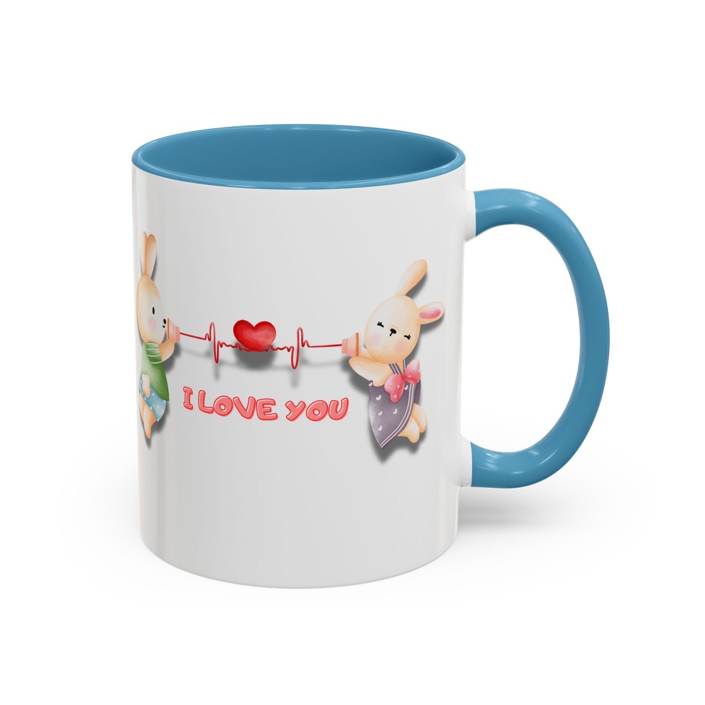 Cute Love Bunnies Mug, I Love You Coffee Cup, Rabbit Gift, Valentine's Day Mug, Cute Animal Lover's Cup