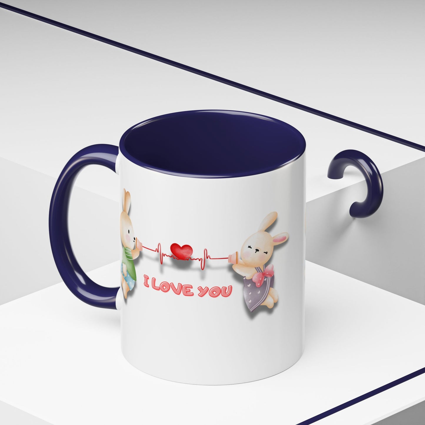 Cute Love Bunnies Mug, I Love You Coffee Cup, Rabbit Gift, Valentine's Day Mug, Cute Animal Lover's Cup