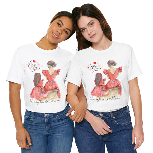 Daughter & Mom Love Tee, Family Matching Outfits, Mother's Day Gift, Cute T-Shirt, Heart Design, Mother Daughter Shirt