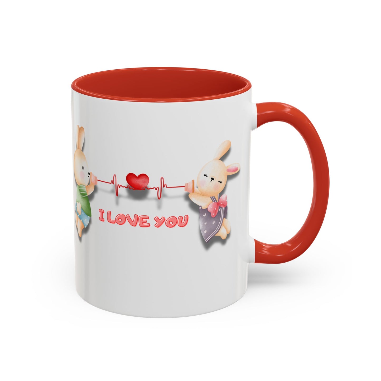 Cute Love Bunnies Mug, I Love You Coffee Cup, Rabbit Gift, Valentine's Day Mug, Cute Animal Lover's Cup