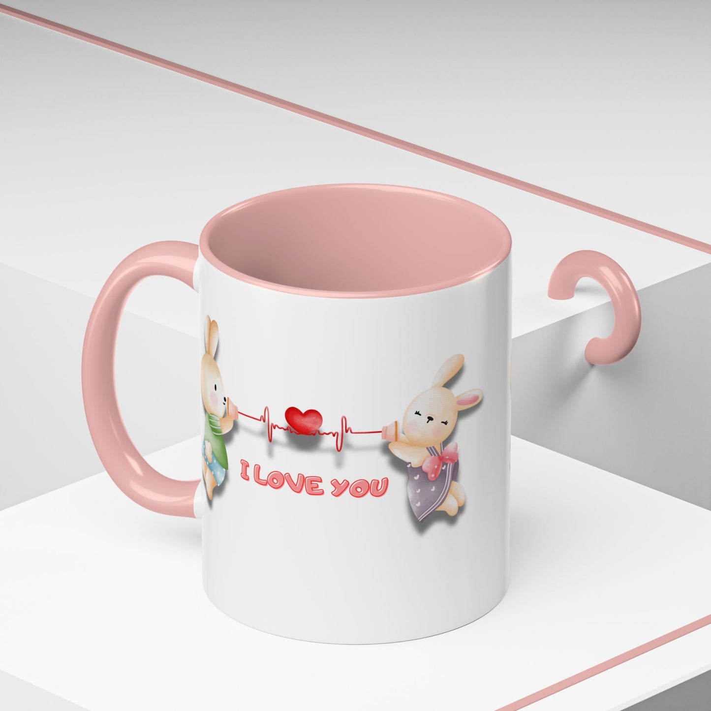 Cute Love Bunnies Mug, I Love You Coffee Cup, Rabbit Gift, Valentine's Day Mug, Cute Animal Lover's Cup