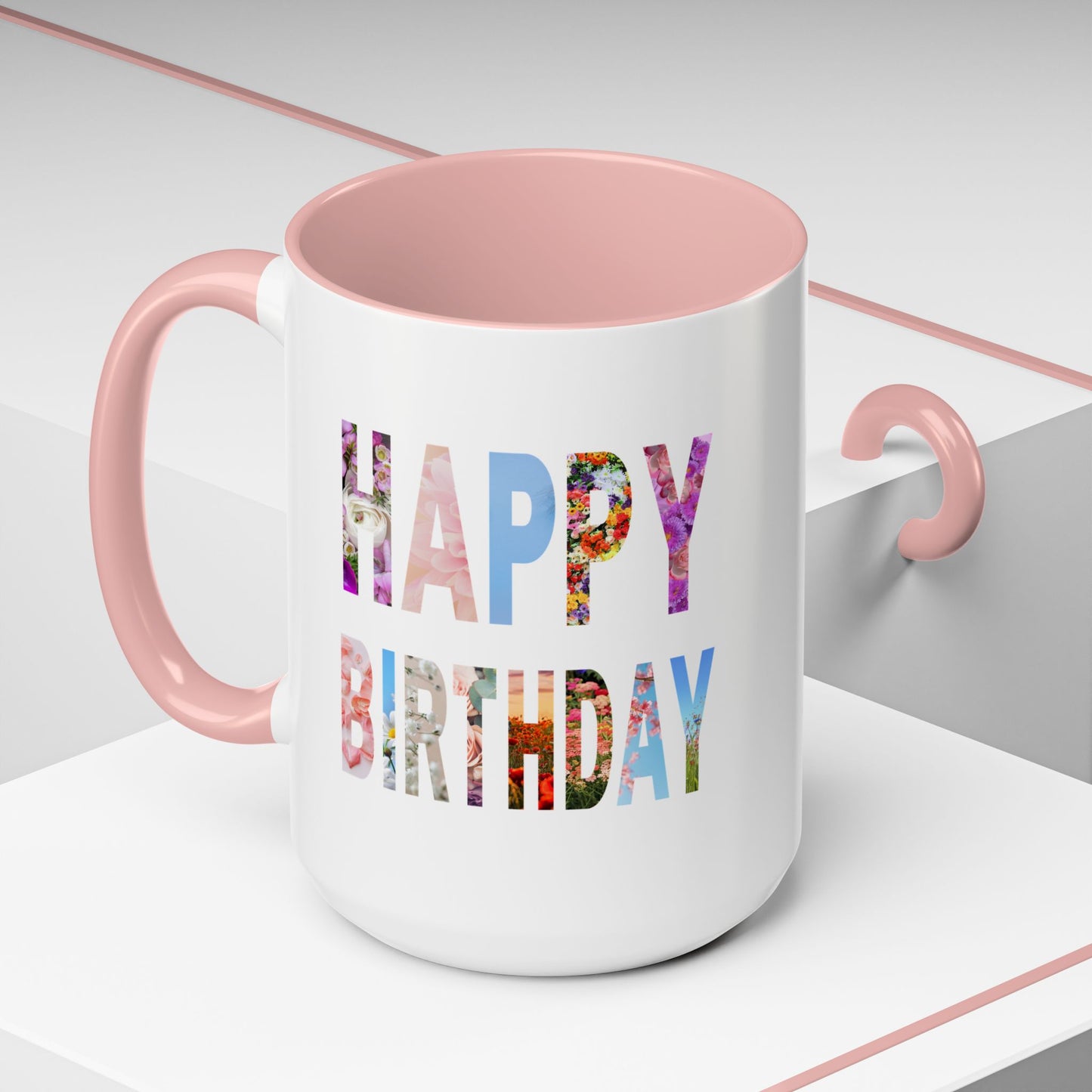 Floral Birthday Coffee Mug, Perfect Gift for Celebrations, Tea Lover's Mug, Party Favors, Flower Decor, Personalized Birthday Mug