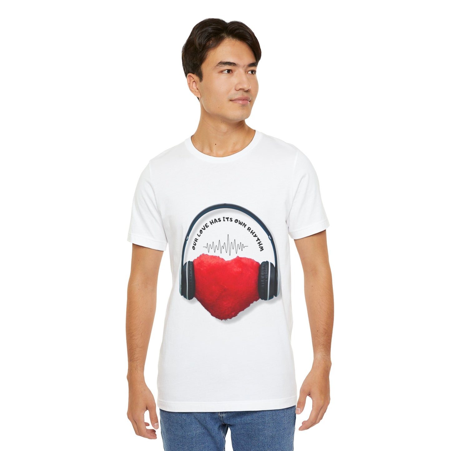 Love Music Vibes Unisex Tee - Music Lover Gift, Heartbeat Shirt, Casual Wear, Heart & Headphones Tee, Valentine's Day Gift