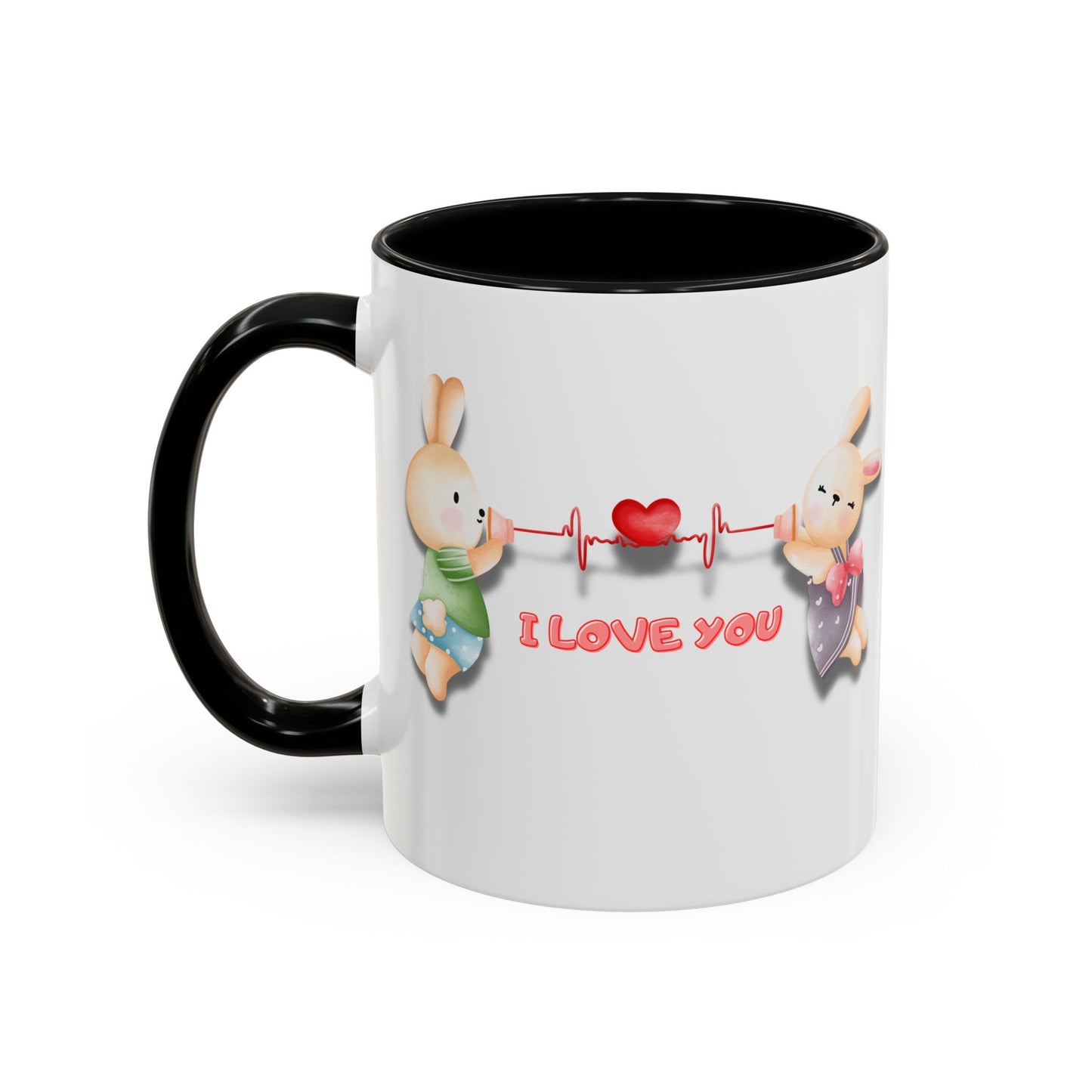 Cute Love Bunnies Mug, I Love You Coffee Cup, Rabbit Gift, Valentine's Day Mug, Cute Animal Lover's Cup
