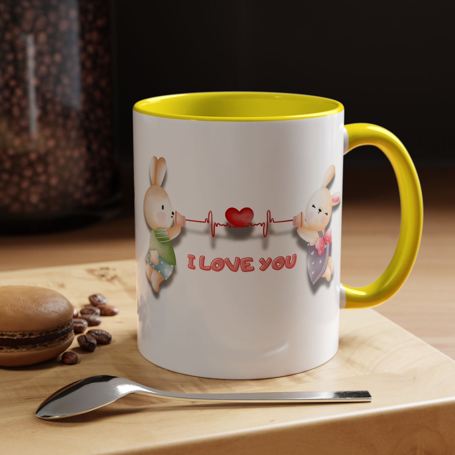 Cute Love Bunnies Mug, I Love You Coffee Cup, Rabbit Gift, Valentine's Day Mug, Cute Animal Lover's Cup
