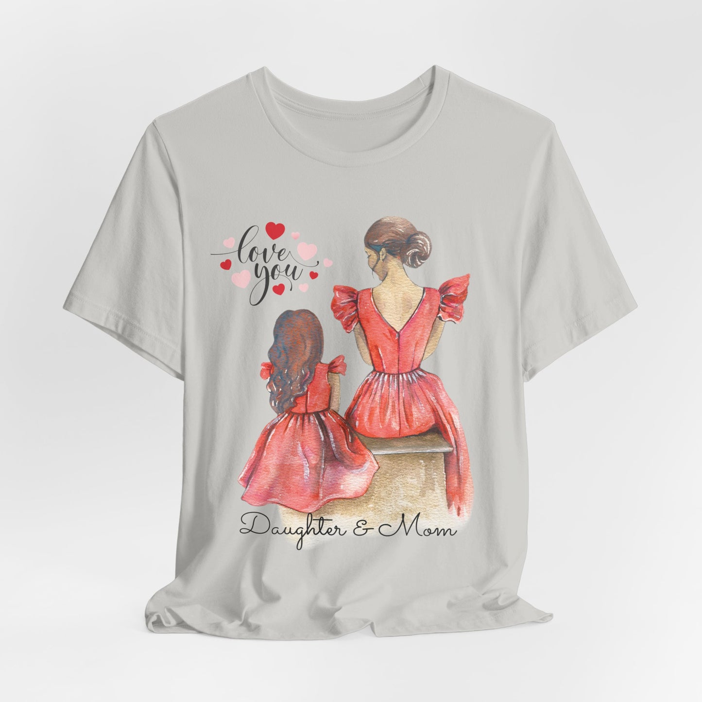 Daughter & Mom Love Tee, Family Matching Outfits, Mother's Day Gift, Cute T-Shirt, Heart Design, Mother Daughter Shirt