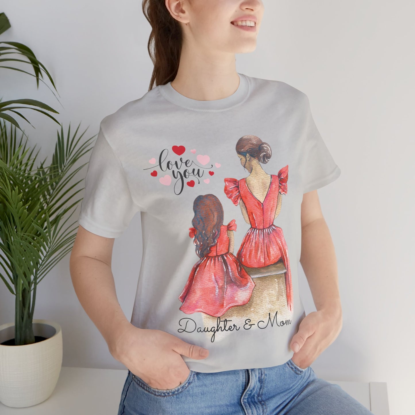 Daughter & Mom Love Tee, Family Matching Outfits, Mother's Day Gift, Cute T-Shirt, Heart Design, Mother Daughter Shirt