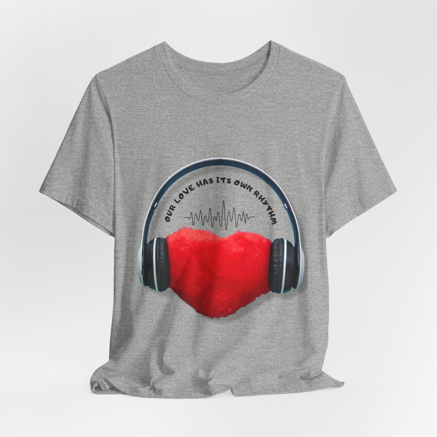 Love Music Vibes Unisex Tee - Music Lover Gift, Heartbeat Shirt, Casual Wear, Heart & Headphones Tee, Valentine's Day Gift