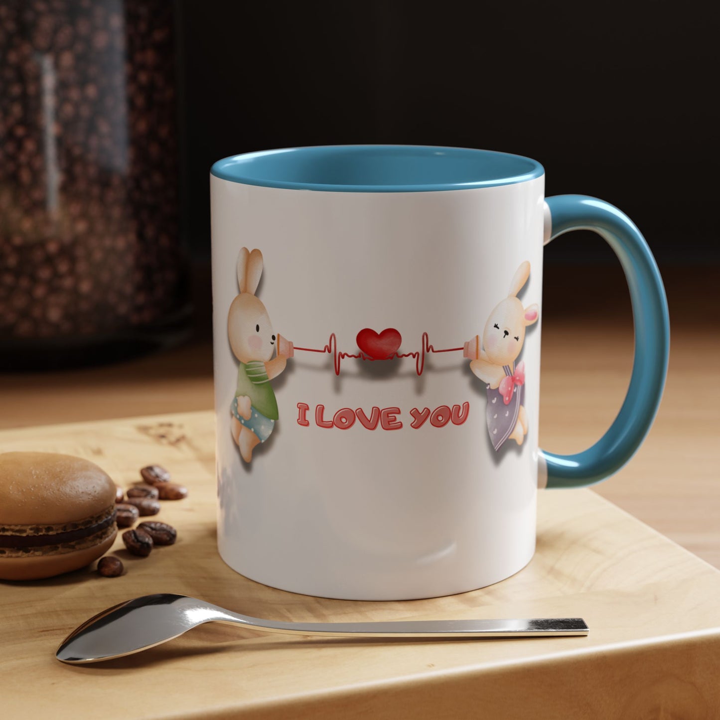 Cute Love Bunnies Mug, I Love You Coffee Cup, Rabbit Gift, Valentine's Day Mug, Cute Animal Lover's Cup