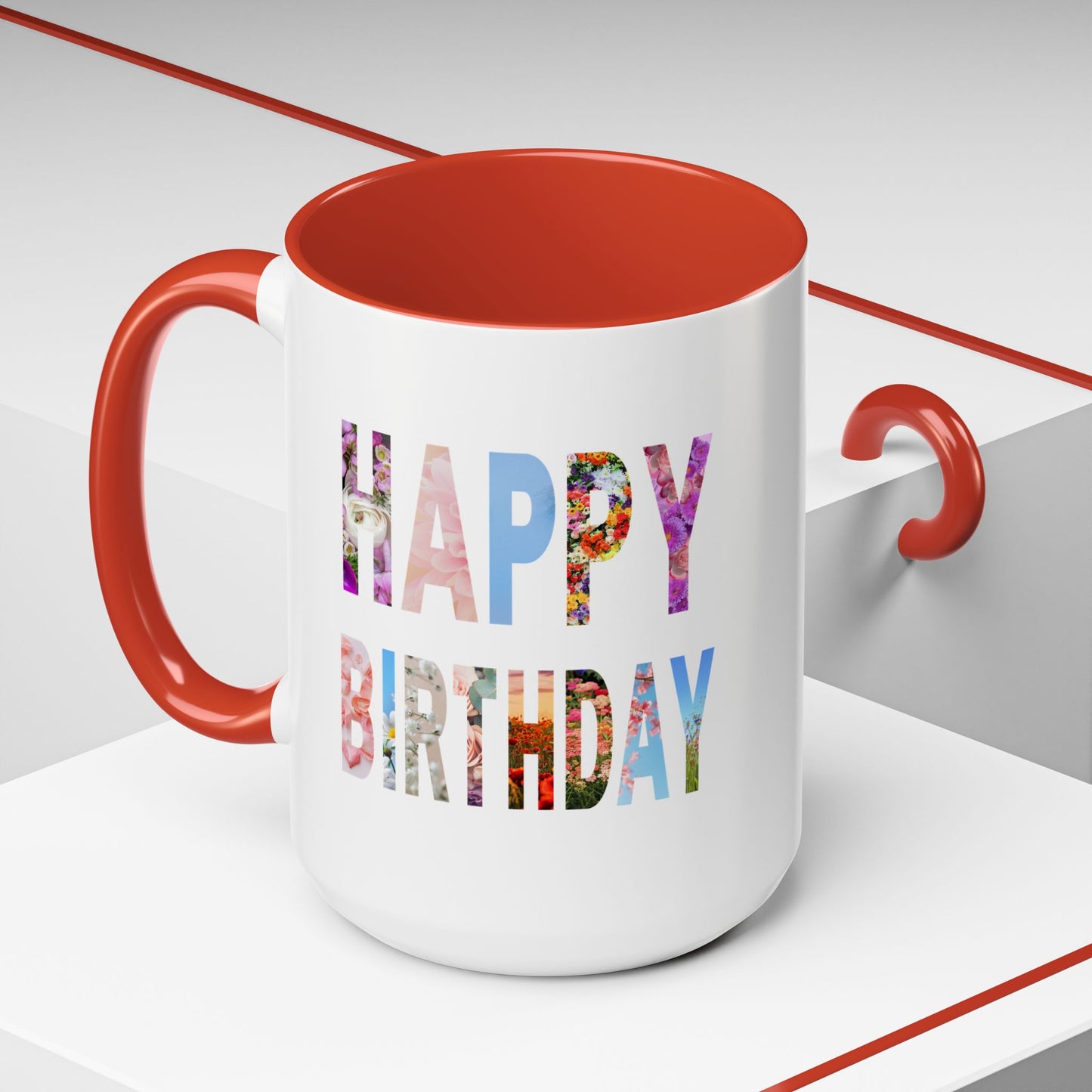 Floral Birthday Coffee Mug, Perfect Gift for Celebrations, Tea Lover's Mug, Party Favors, Flower Decor, Personalized Birthday Mug
