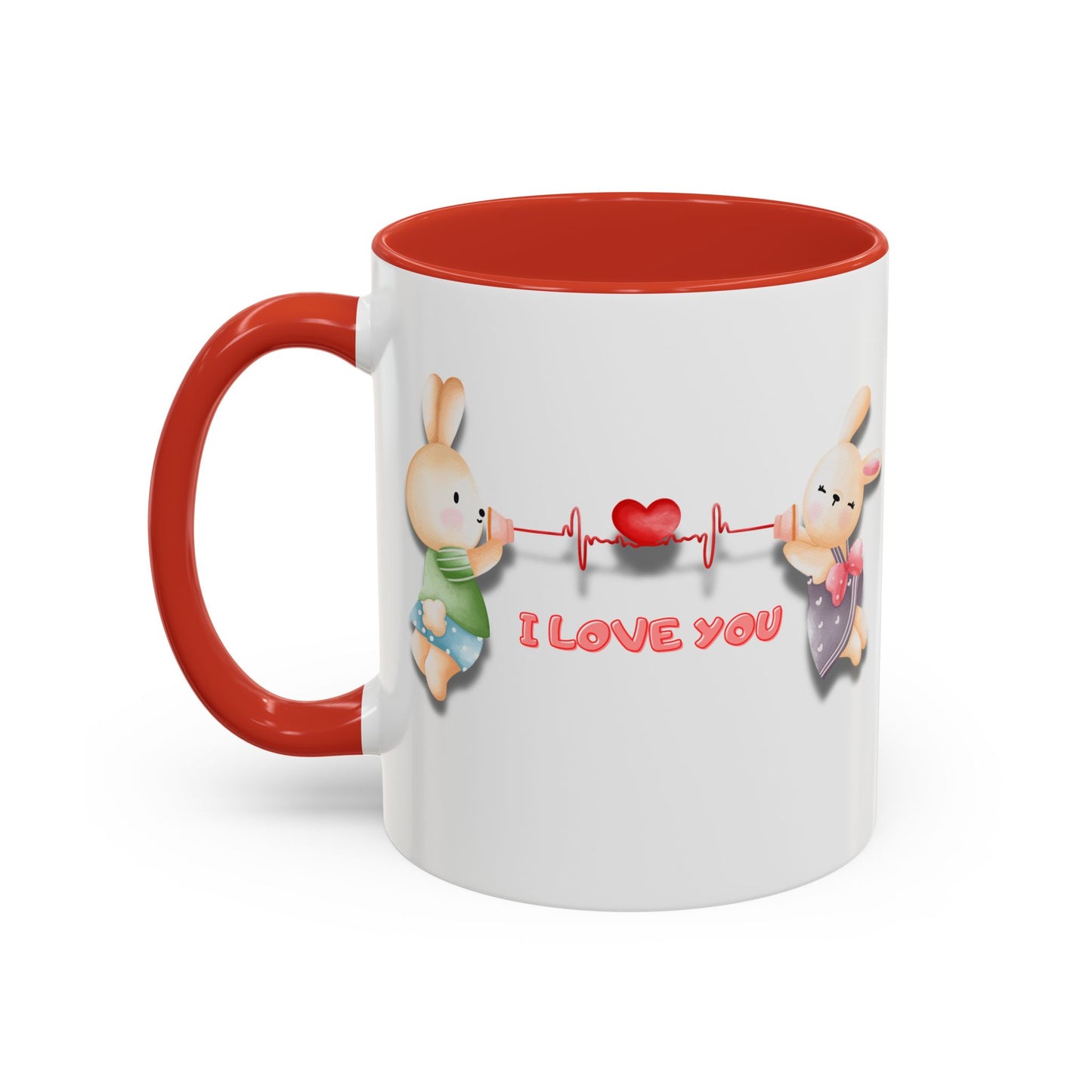 Cute Love Bunnies Mug, I Love You Coffee Cup, Rabbit Gift, Valentine's Day Mug, Cute Animal Lover's Cup