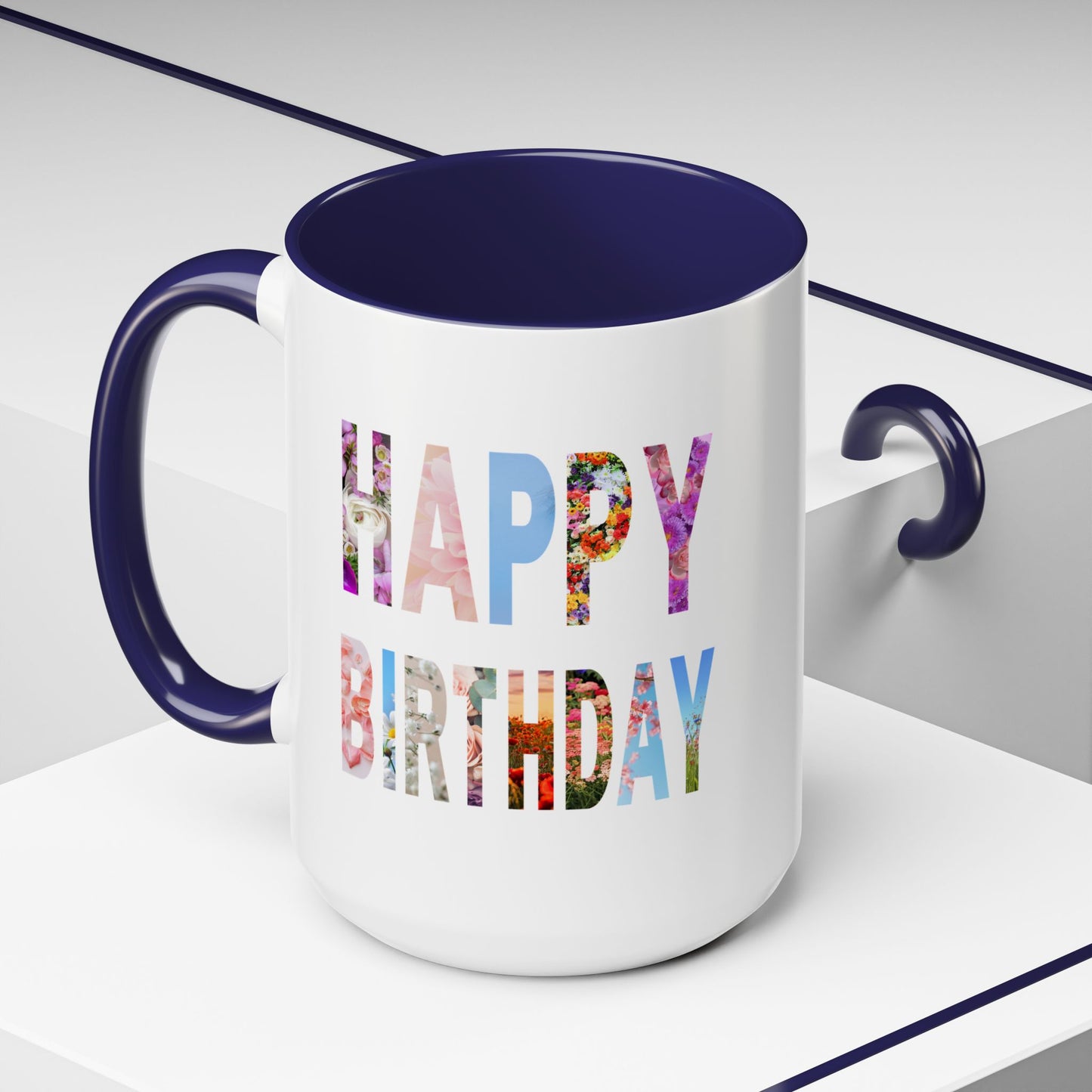 Floral Birthday Coffee Mug, Perfect Gift for Celebrations, Tea Lover's Mug, Party Favors, Flower Decor, Personalized Birthday Mug