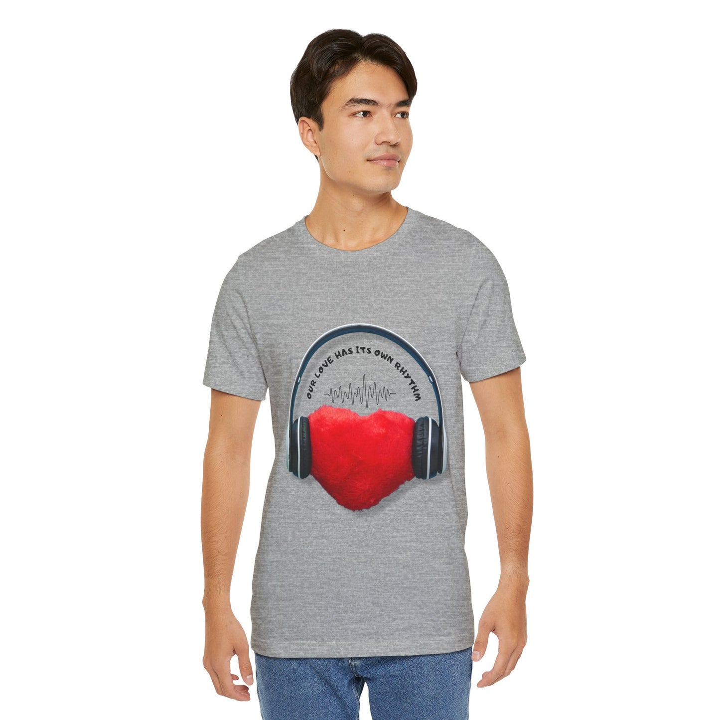 Love Music Vibes Unisex Tee - Music Lover Gift, Heartbeat Shirt, Casual Wear, Heart & Headphones Tee, Valentine's Day Gift