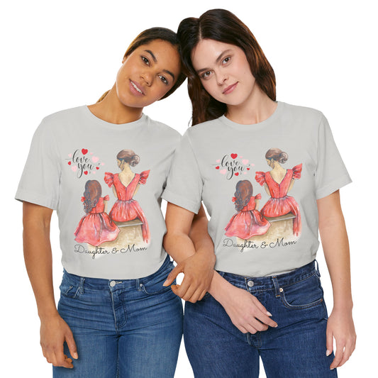 Daughter & Mom Love Tee, Family Matching Outfits, Mother's Day Gift, Cute T-Shirt, Heart Design, Mother Daughter Shirt