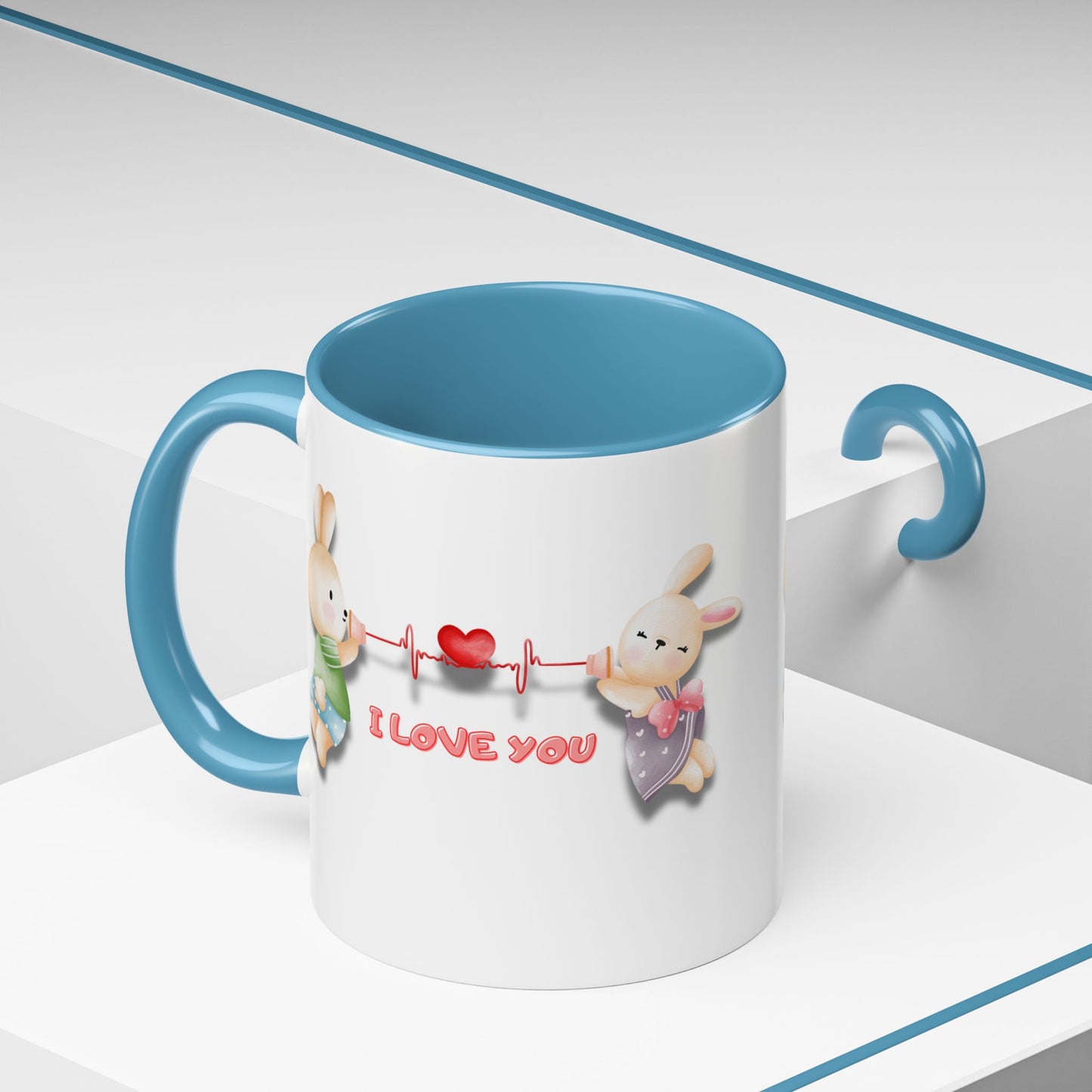 Cute Love Bunnies Mug, I Love You Coffee Cup, Rabbit Gift, Valentine's Day Mug, Cute Animal Lover's Cup