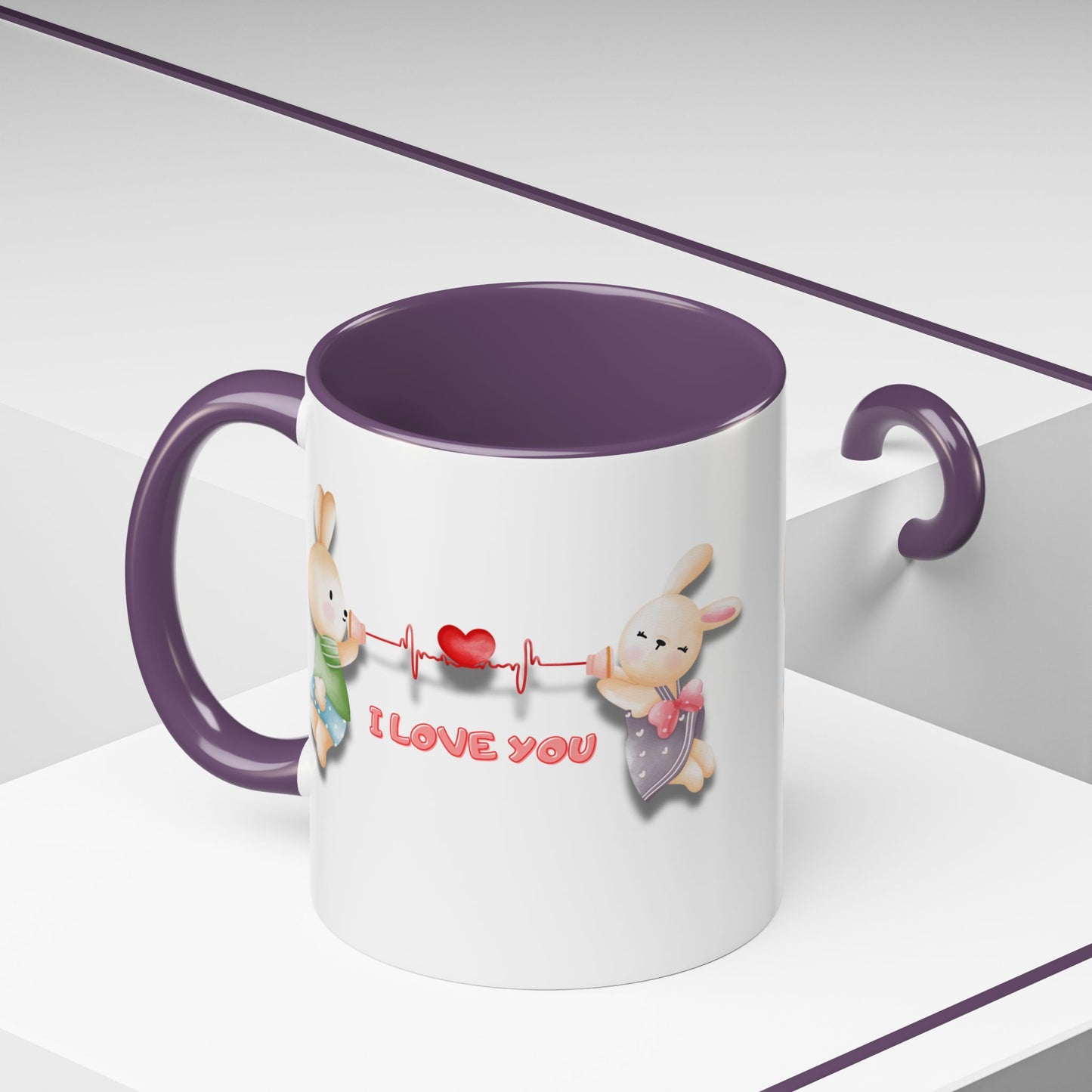 Cute Love Bunnies Mug, I Love You Coffee Cup, Rabbit Gift, Valentine's Day Mug, Cute Animal Lover's Cup