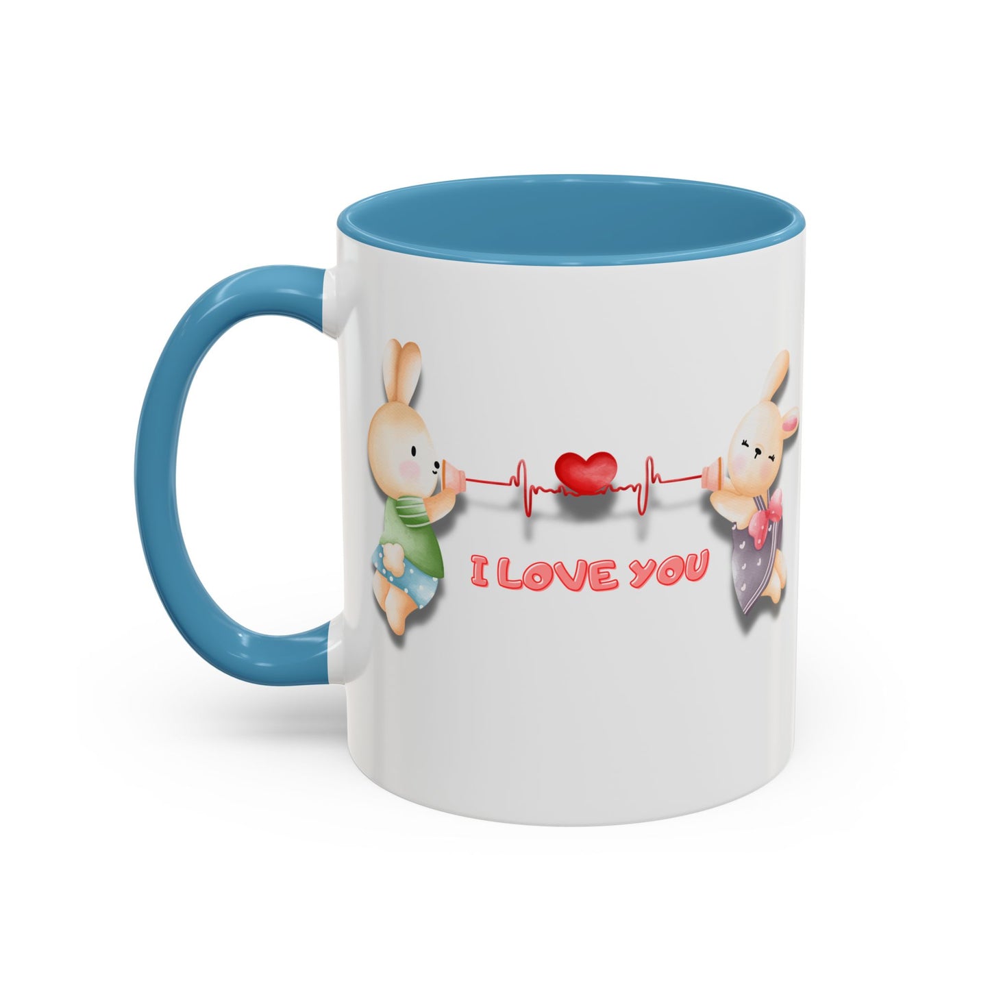 Cute Love Bunnies Mug, I Love You Coffee Cup, Rabbit Gift, Valentine's Day Mug, Cute Animal Lover's Cup