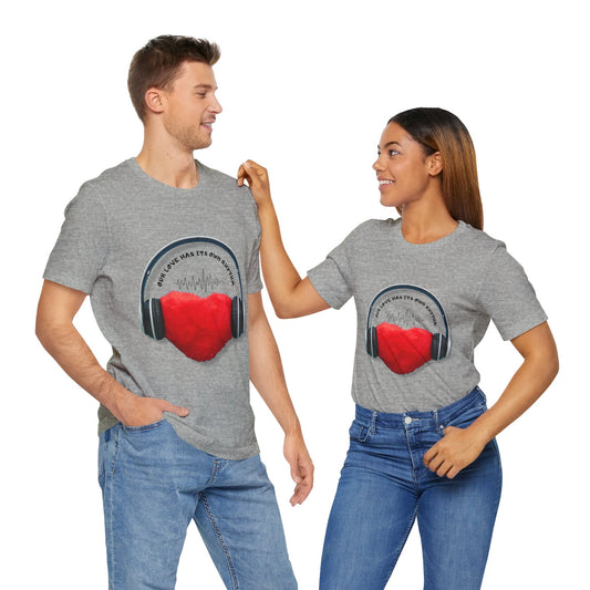 Love Music Vibes Unisex Tee - Music Lover Gift, Heartbeat Shirt, Casual Wear, Heart & Headphones Tee, Valentine's Day Gift