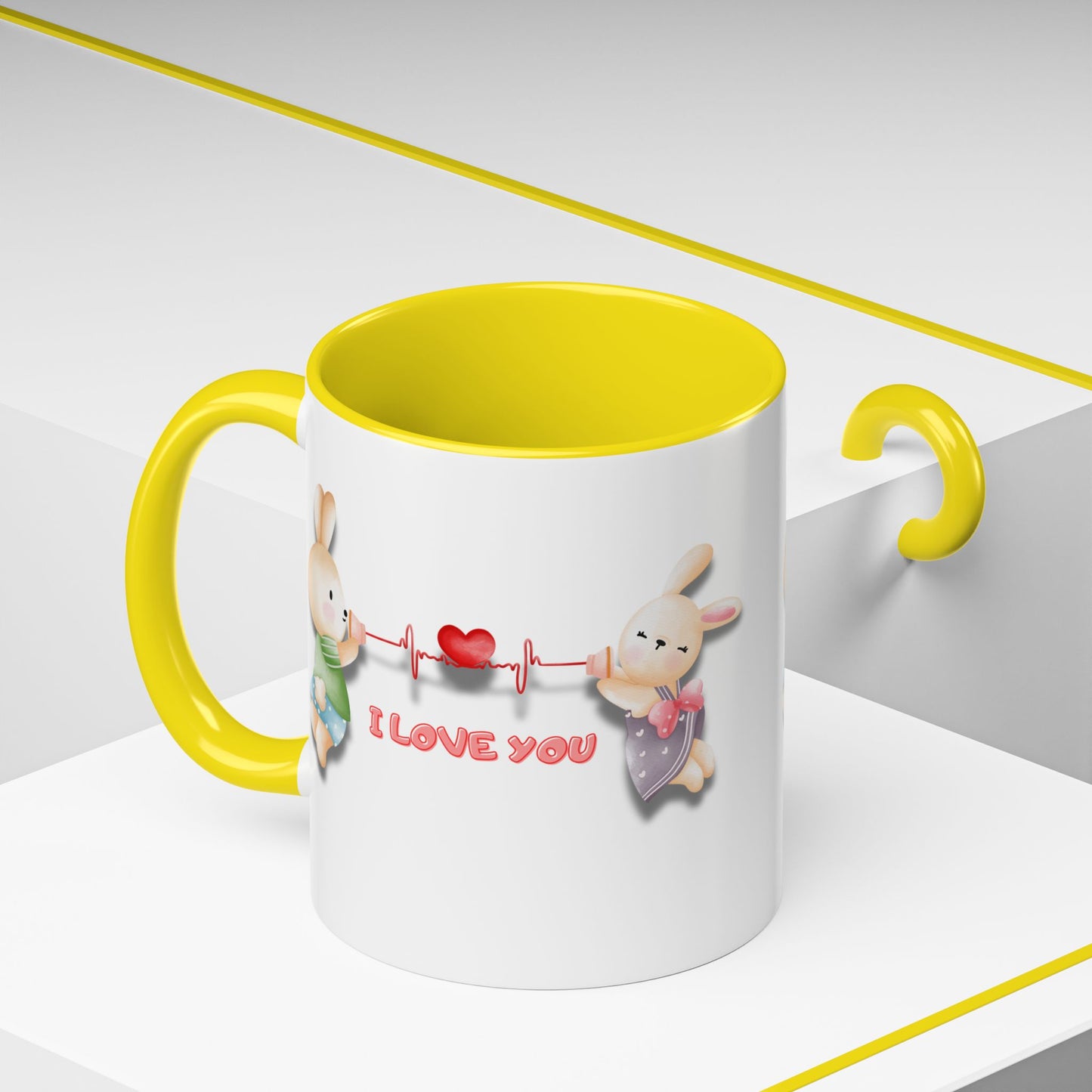 Cute Love Bunnies Mug, I Love You Coffee Cup, Rabbit Gift, Valentine's Day Mug, Cute Animal Lover's Cup