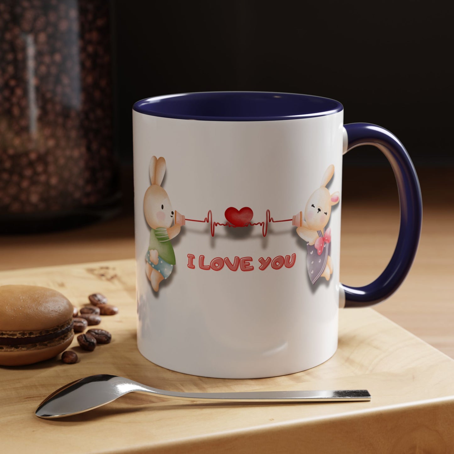 Cute Love Bunnies Mug, I Love You Coffee Cup, Rabbit Gift, Valentine's Day Mug, Cute Animal Lover's Cup