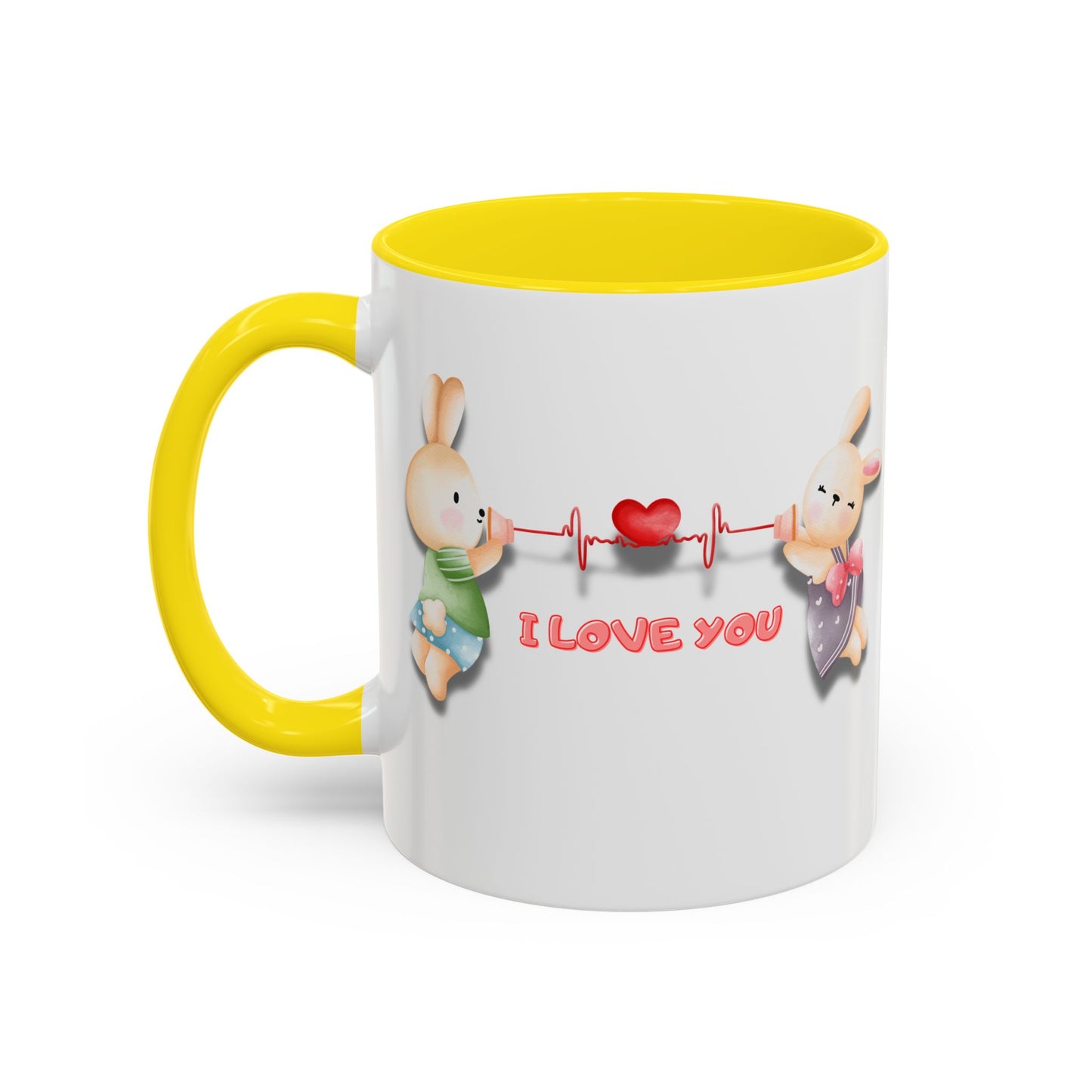 Cute Love Bunnies Mug, I Love You Coffee Cup, Rabbit Gift, Valentine's Day Mug, Cute Animal Lover's Cup
