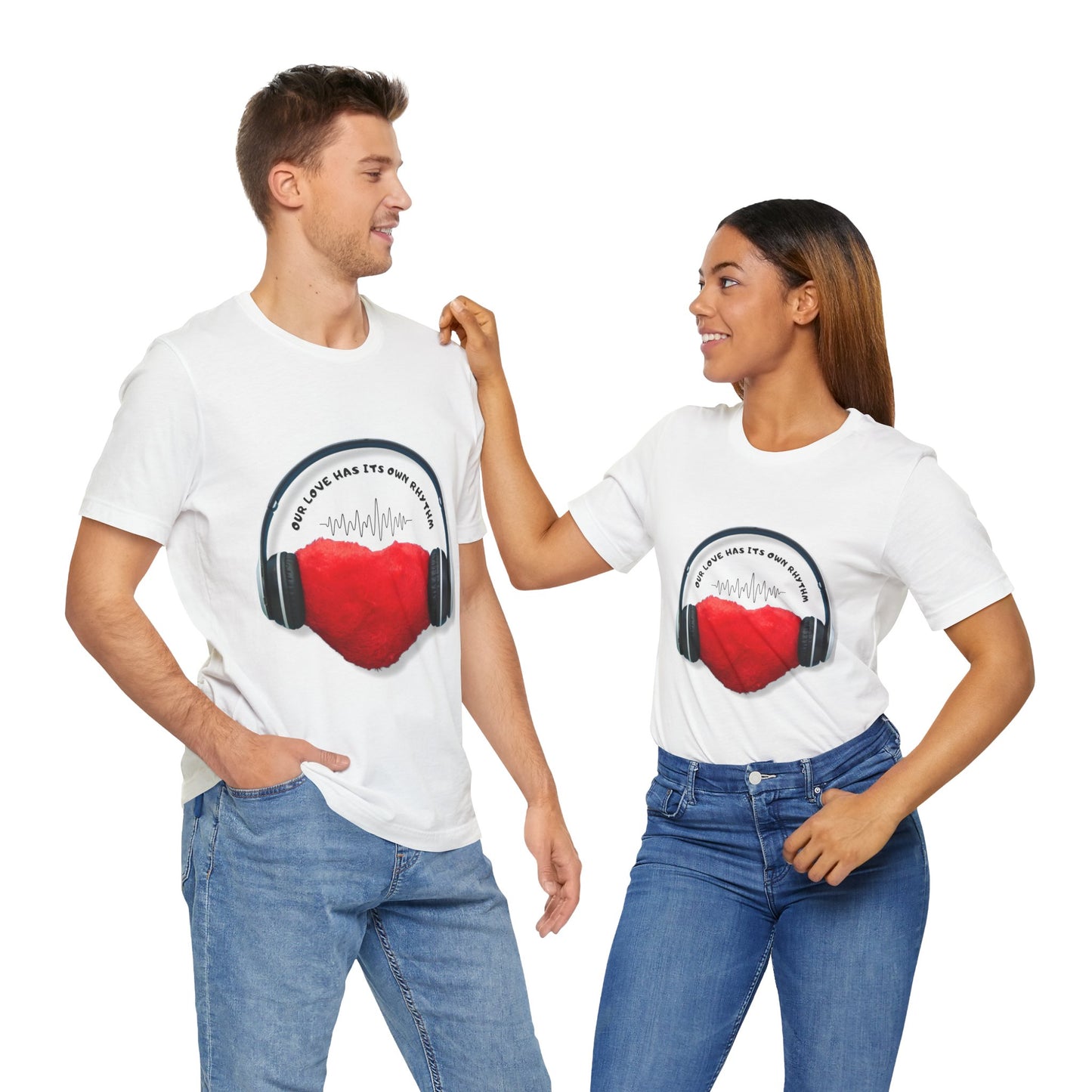 Love Music Vibes Unisex Tee - Music Lover Gift, Heartbeat Shirt, Casual Wear, Heart & Headphones Tee, Valentine's Day Gift