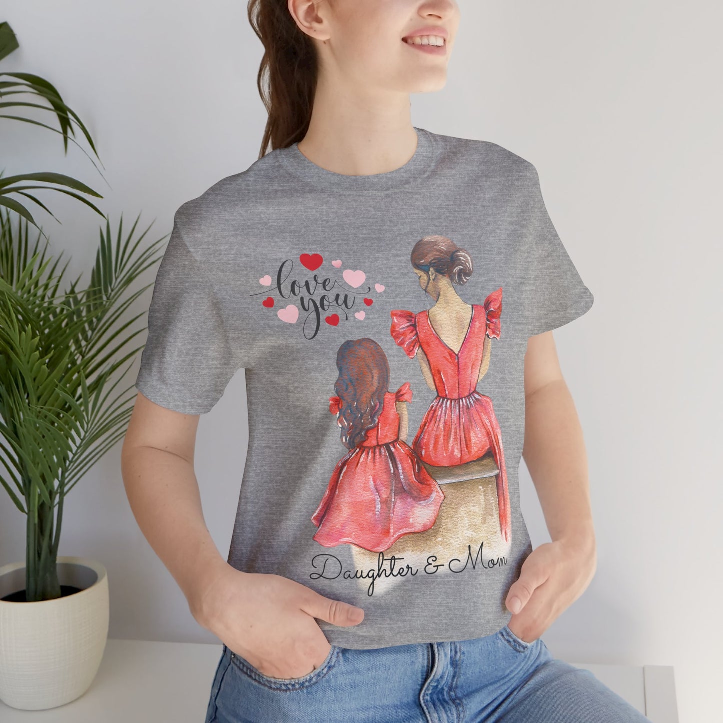 Daughter & Mom Love Tee, Family Matching Outfits, Mother's Day Gift, Cute T-Shirt, Heart Design, Mother Daughter Shirt