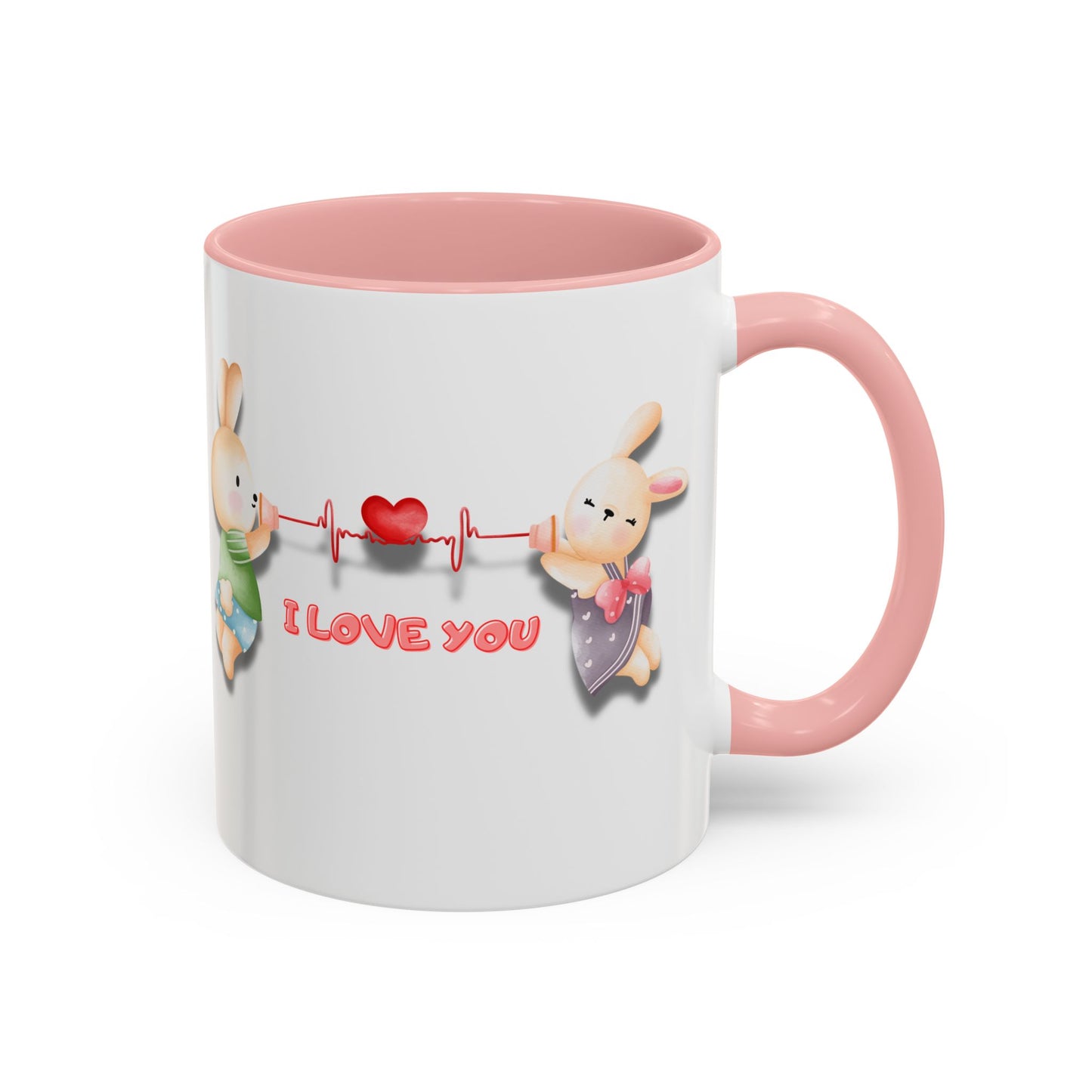 Cute Love Bunnies Mug, I Love You Coffee Cup, Rabbit Gift, Valentine's Day Mug, Cute Animal Lover's Cup