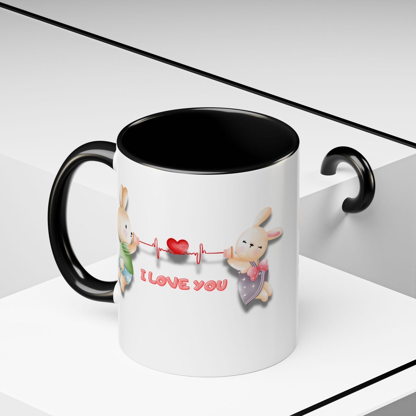 Cute Love Bunnies Mug, I Love You Coffee Cup, Rabbit Gift, Valentine's Day Mug, Cute Animal Lover's Cup