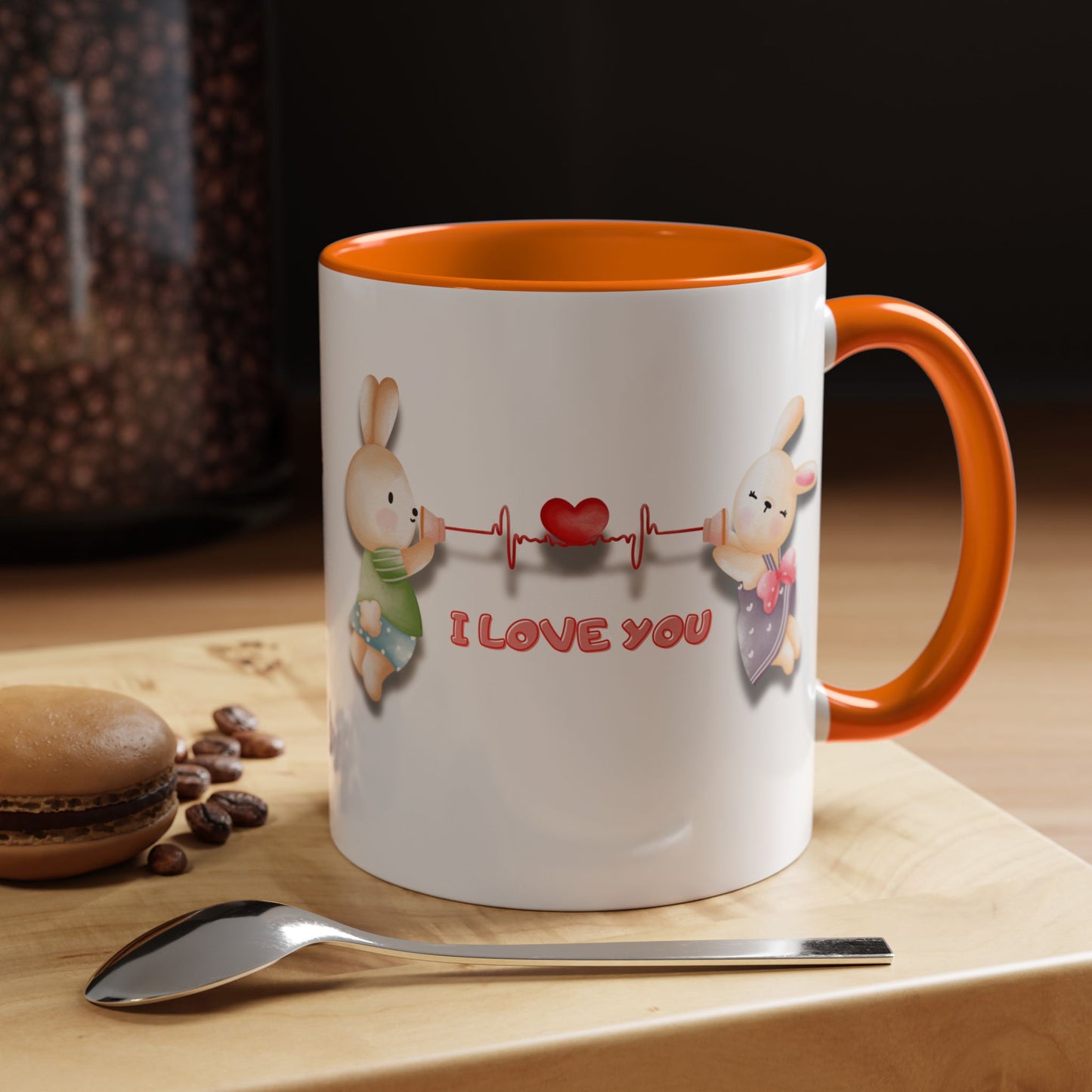 Cute Love Bunnies Mug, I Love You Coffee Cup, Rabbit Gift, Valentine's Day Mug, Cute Animal Lover's Cup