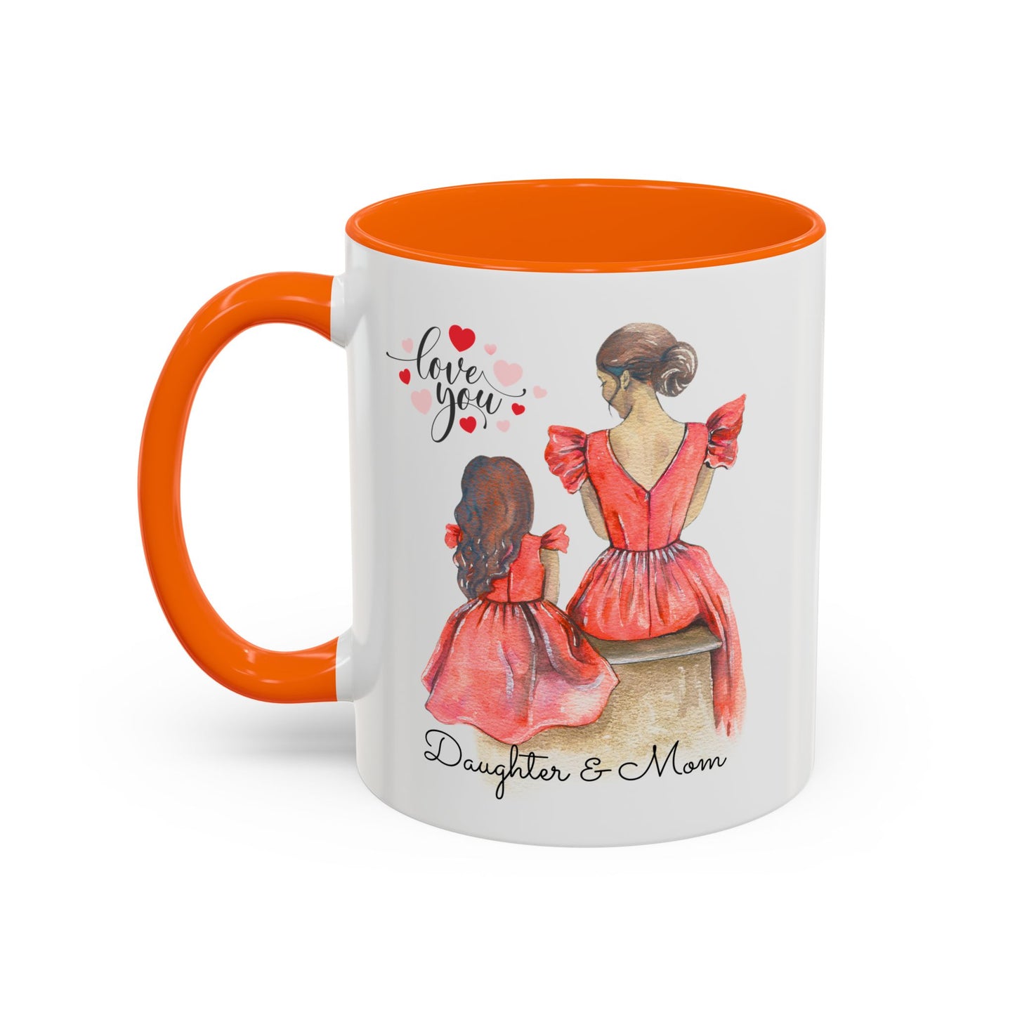 Daughter & Mom Love Accent Coffee Mug | Gift for Moms, Matching Mug Set, Heartfelt Mom Gift, Mother's Day Coffee Cup, Family Bonding Mug