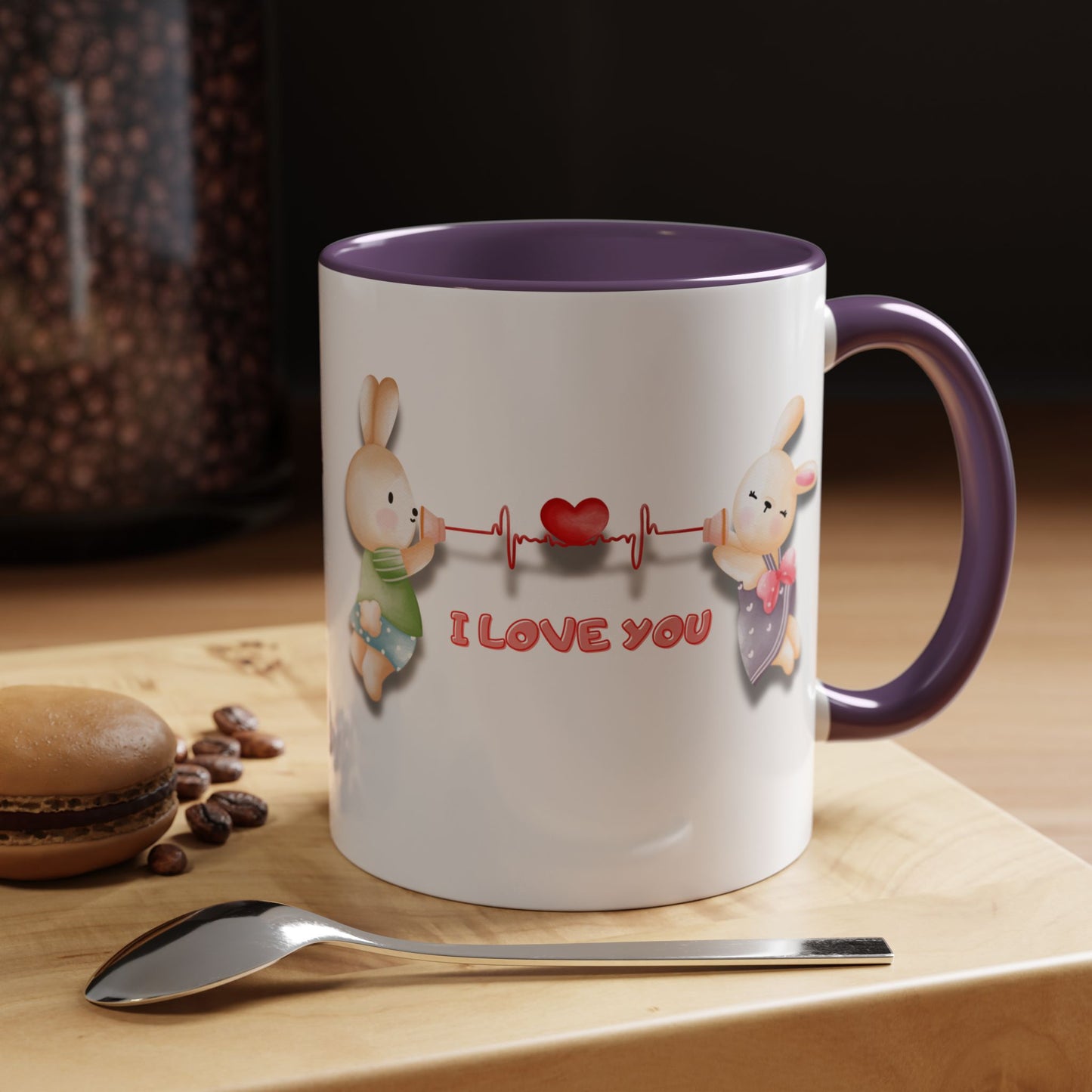 Cute Love Bunnies Mug, I Love You Coffee Cup, Rabbit Gift, Valentine's Day Mug, Cute Animal Lover's Cup