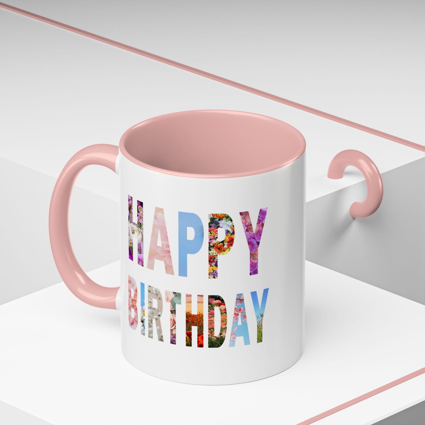 Floral Birthday Coffee Mug, Perfect Gift for Celebrations, Tea Lover's Mug, Party Favors, Flower Decor, Personalized Birthday Mug