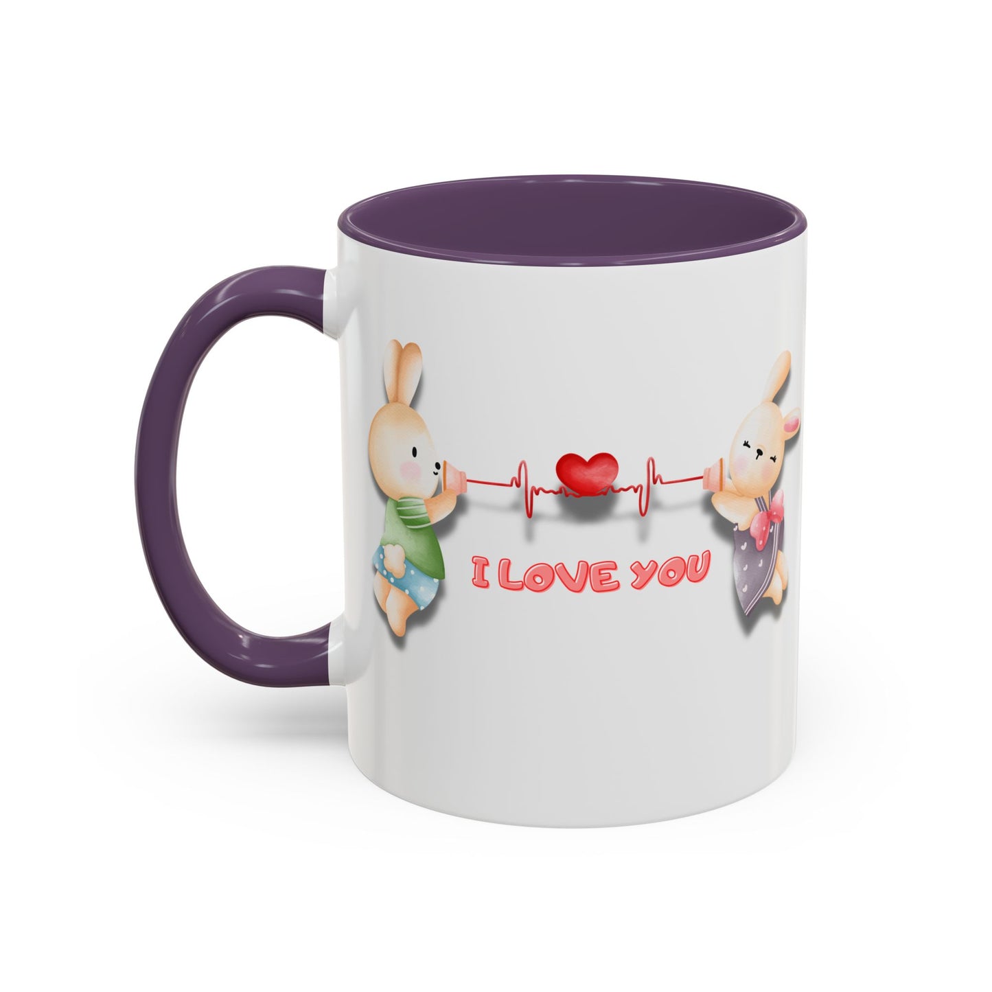 Cute Love Bunnies Mug, I Love You Coffee Cup, Rabbit Gift, Valentine's Day Mug, Cute Animal Lover's Cup