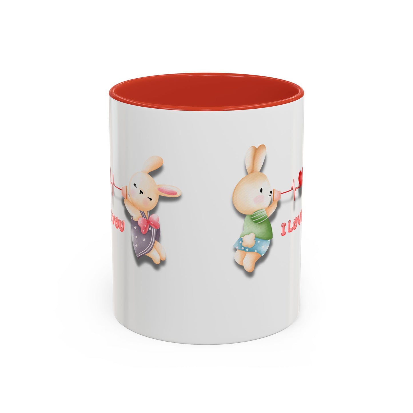Cute Love Bunnies Mug, I Love You Coffee Cup, Rabbit Gift, Valentine's Day Mug, Cute Animal Lover's Cup