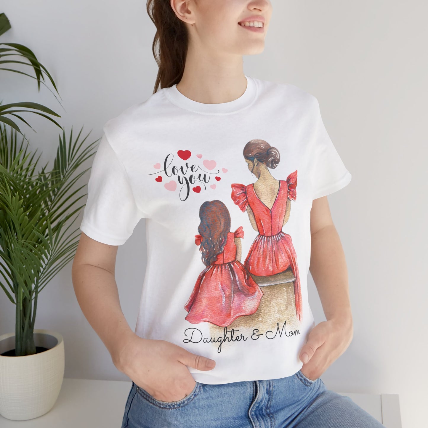 Daughter & Mom Love Tee, Family Matching Outfits, Mother's Day Gift, Cute T-Shirt, Heart Design, Mother Daughter Shirt