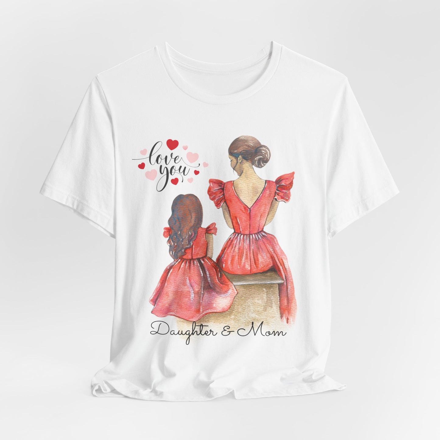 Daughter & Mom Love Tee, Family Matching Outfits, Mother's Day Gift, Cute T-Shirt, Heart Design, Mother Daughter Shirt