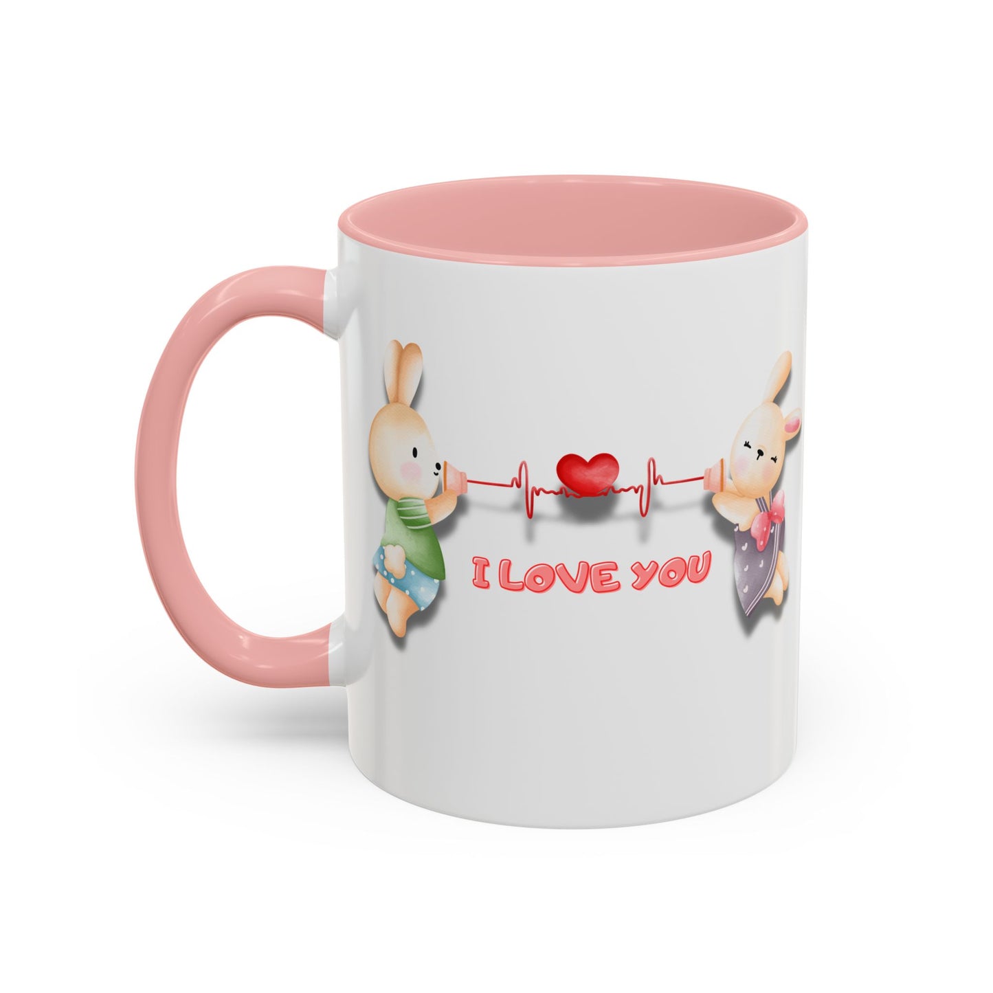 Cute Love Bunnies Mug, I Love You Coffee Cup, Rabbit Gift, Valentine's Day Mug, Cute Animal Lover's Cup
