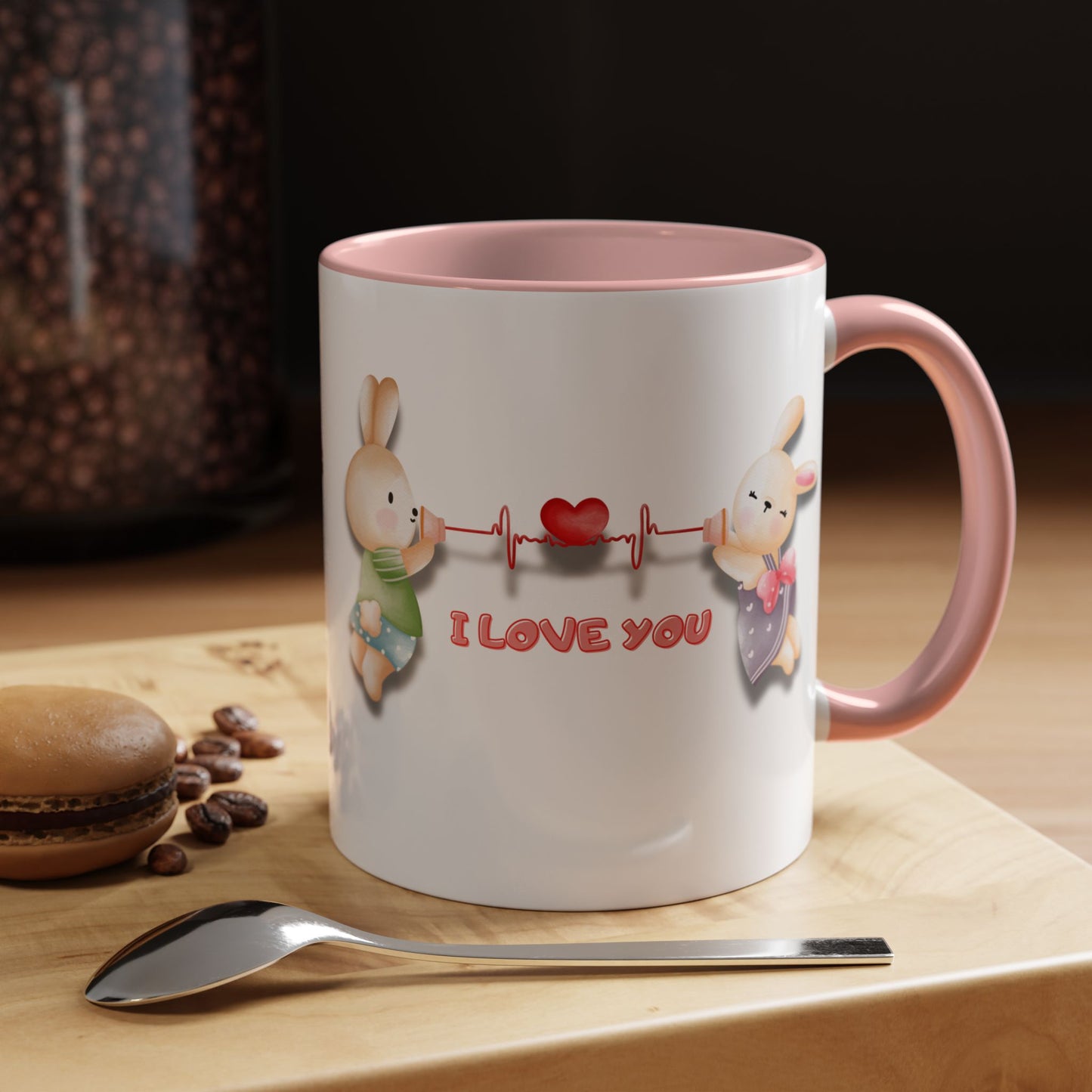 Cute Love Bunnies Mug, I Love You Coffee Cup, Rabbit Gift, Valentine's Day Mug, Cute Animal Lover's Cup