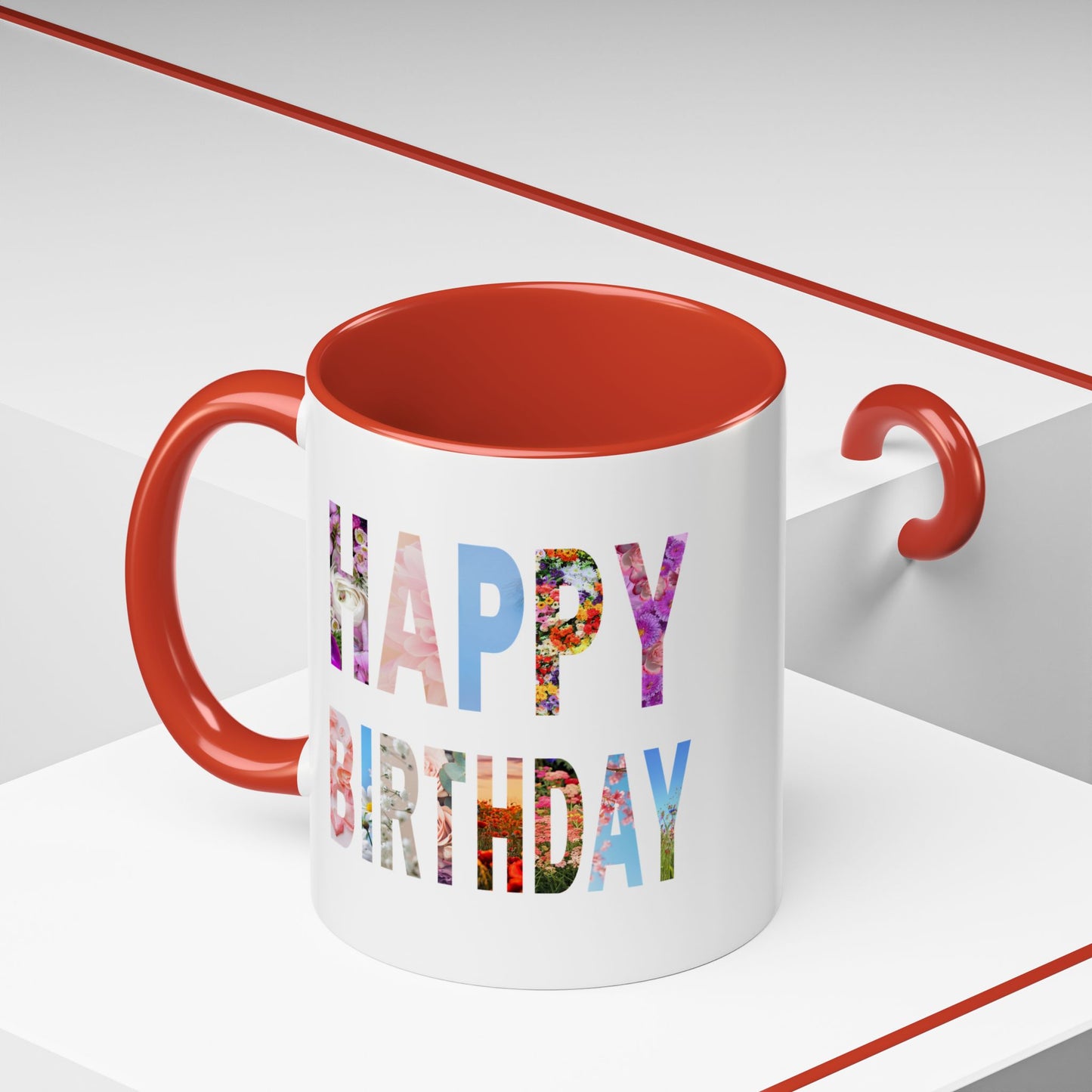 Floral Birthday Coffee Mug, Perfect Gift for Celebrations, Tea Lover's Mug, Party Favors, Flower Decor, Personalized Birthday Mug