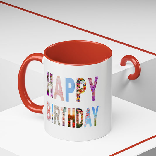 Floral Birthday Coffee Mug, Perfect Gift for Celebrations, Tea Lover's Mug, Party Favors, Flower Decor, Personalized Birthday Mug