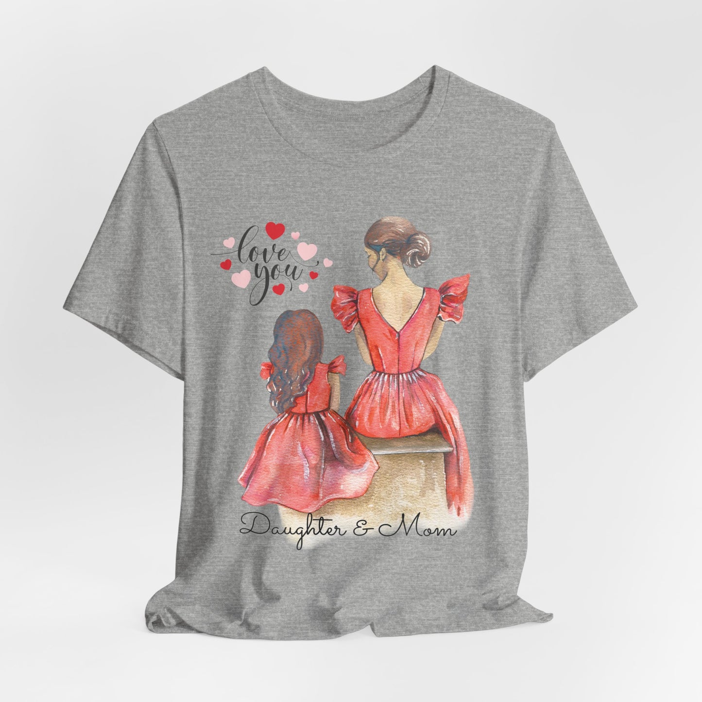 Daughter & Mom Love Tee, Family Matching Outfits, Mother's Day Gift, Cute T-Shirt, Heart Design, Mother Daughter Shirt